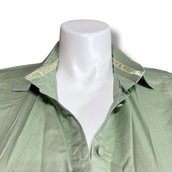 Love Potion Womens Blouse Button Down Shirt Short Puffed Sleeves Green Large - Picture 2 of 9